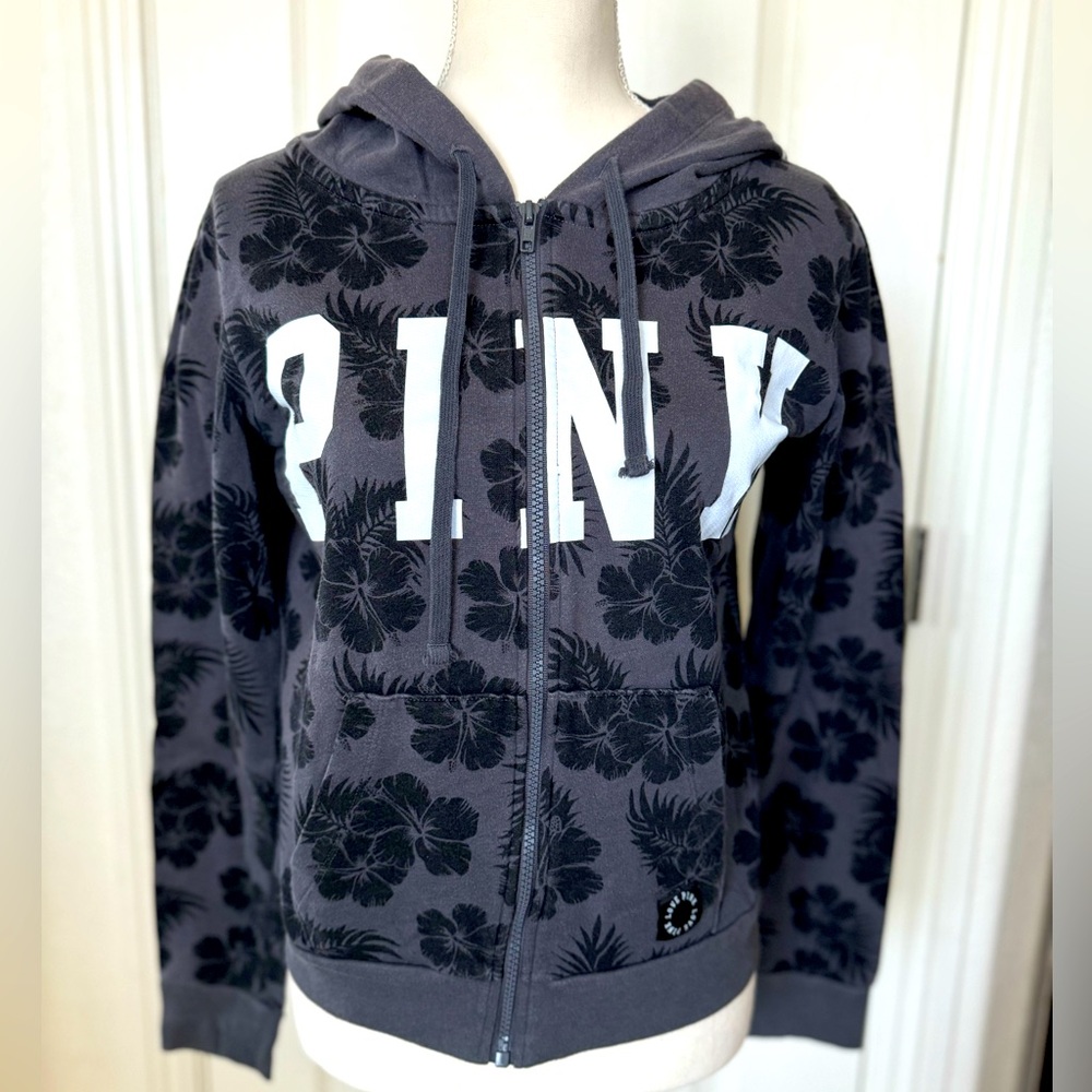 Size M grey VS PINK hibiscus zip up hoodie